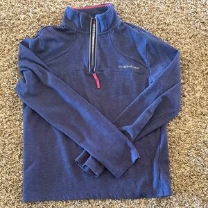 Vineyard Vines Navy Pullover with Pink Accent